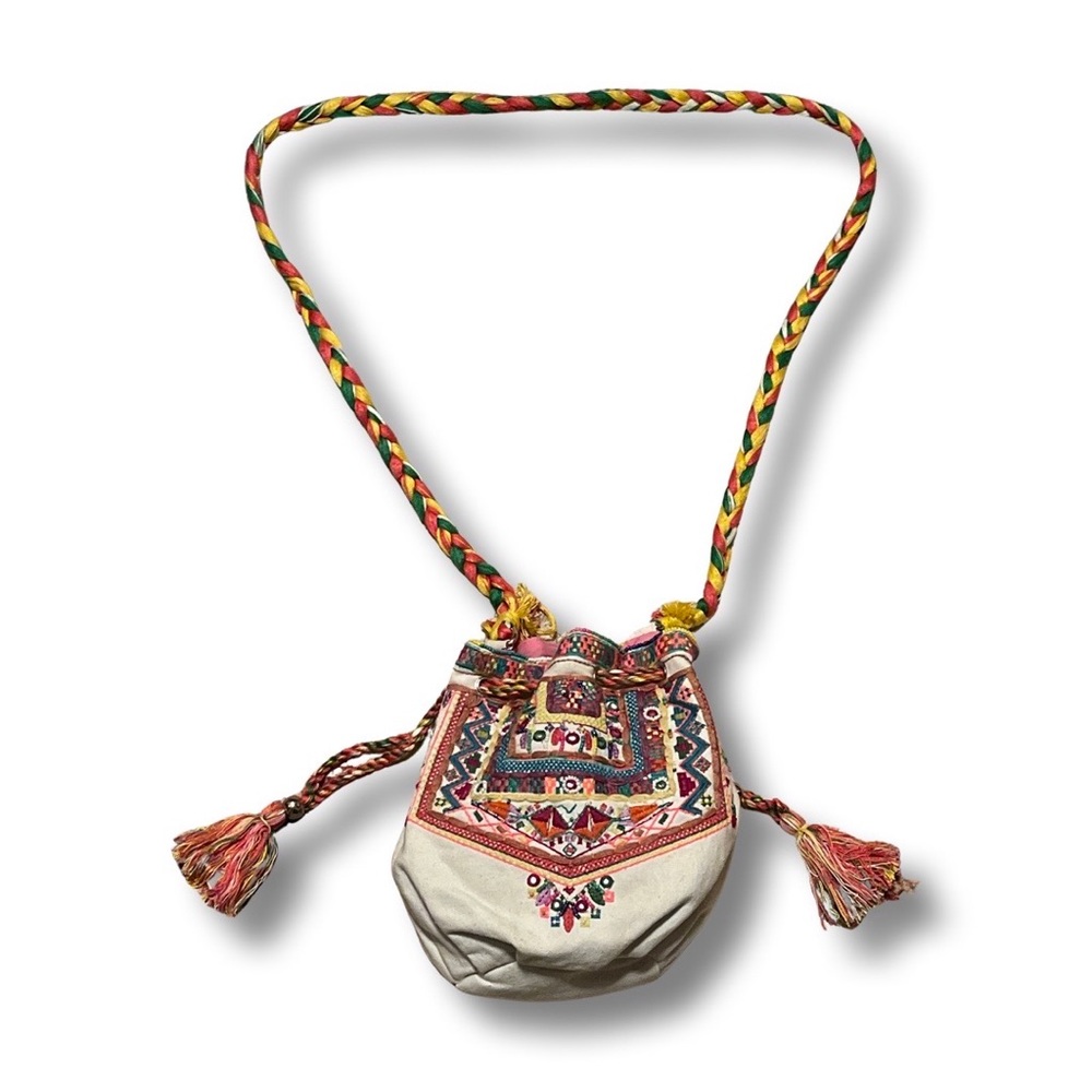 Cross Body Embroidered Drawstring Bag Brand New!